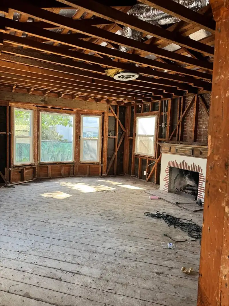 Living room stripped for a full remodel